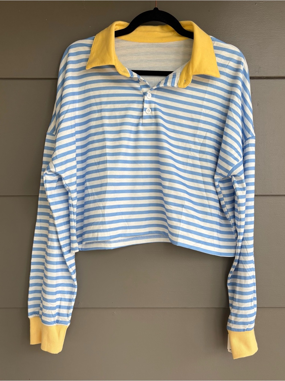 NWOT Blue Striped Cropped Rugby Shirt - Picture 2 of 9